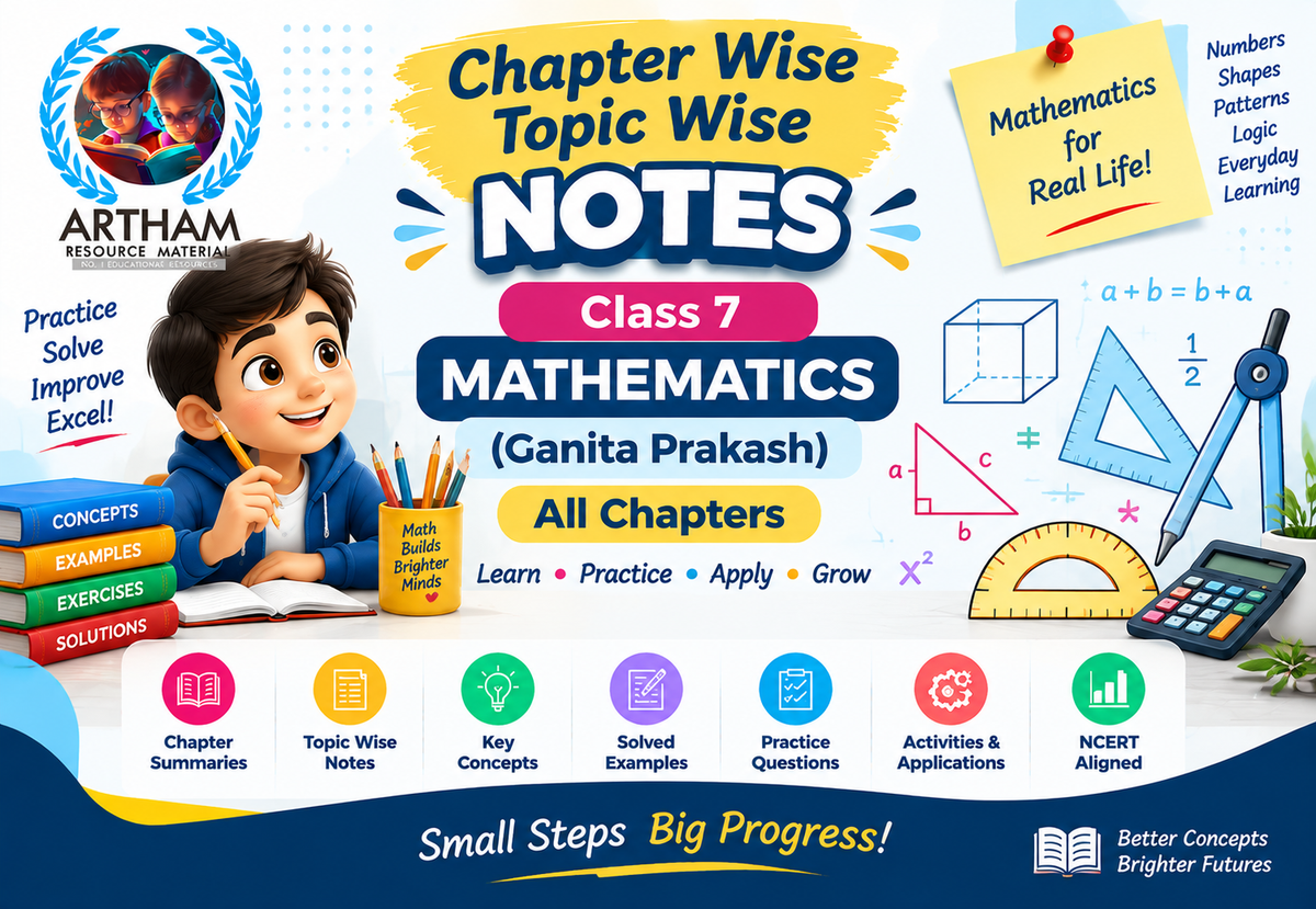 Chapter Wise Topic Wise Notes Class 7 Mathematics Part 1 (Ganita Prakash) All Chapters