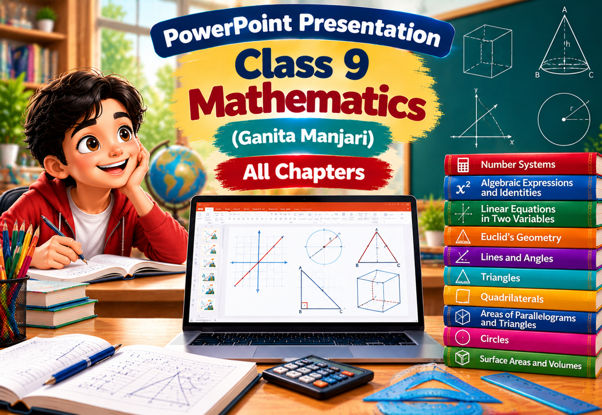 PowerPoint - Presentation Class 9 Mathematics (Ganita Manjari) All Chapters